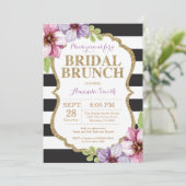 Lila Black Gold Bridal Brunch Einladung Floral (Stehend Vorderseite)