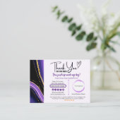 Lila Black Gold Dankeschön Business Card Visitenkarte (Stehend Vorderseite)