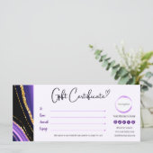 Lila Black Gold-Geschenkzertifikat (Stehend Vorderseite)