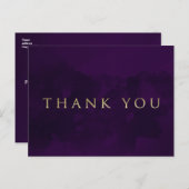 Lila Black & Gold Glam Moderne DANK Postkarte (Vorne/Hinten)