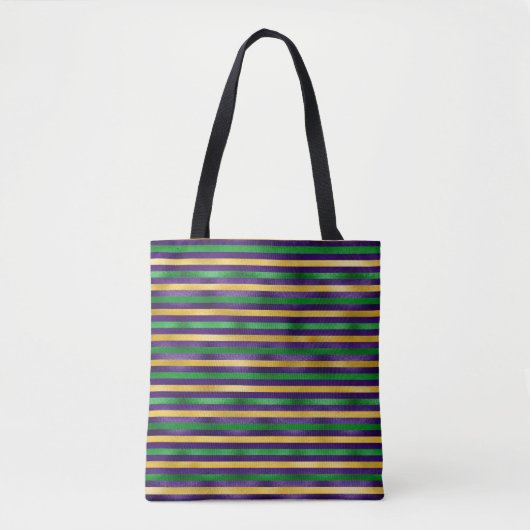 LILA BLACK GOLD MARDI GRAS STRIPES TASCHE (Vorderseite)