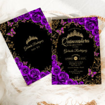 Lila Black Gold Quinceanera