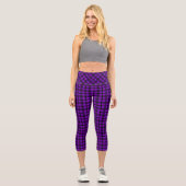 Lila Black Goth Kariertes Muster Capri Leggings (Vorderseite)