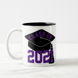 Lila Black Grad Cap-Klasse 2024 Zweifarbige Tasse