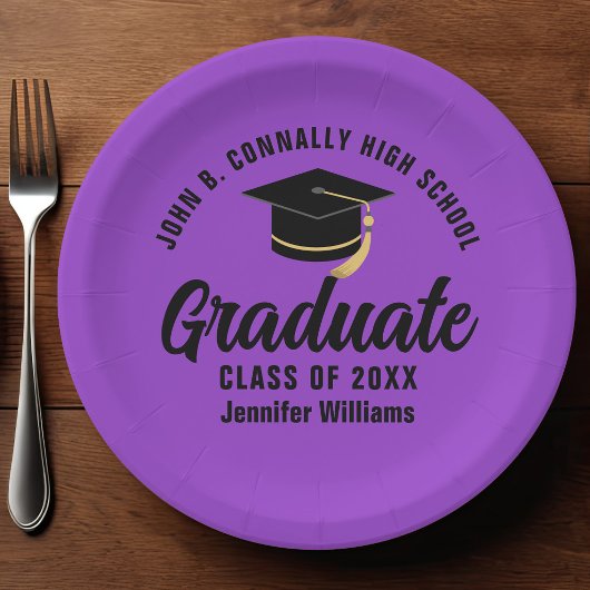 Lila Black Graduate Custom Graduate Party Pappteller