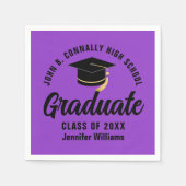 Lila Black Graduate Custom Graduate Party Serviette (Vorderseite)