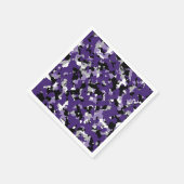 Lila Black Gray Camouflage Camouflage Print Party Serviette (Ecke)