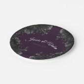 Lila Black Gray Rose Gothic Wedding Pappteller (Schrägansicht)