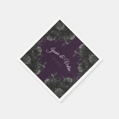Lila Black Gray Rose Gothic Wedding Serviette (Ecke)