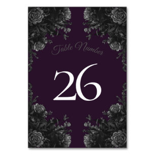 Lila Black Gray Rose Gothic Wedding Tischnummer