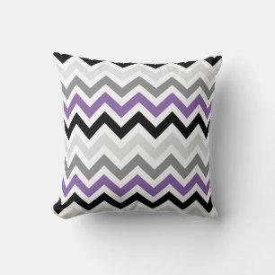 Lila Black Gray Zickzack Zigzag Muster Kissen