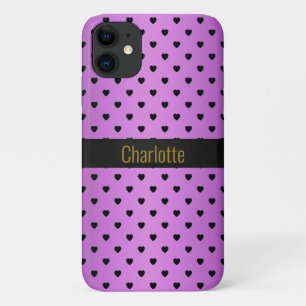 LILA BLACK HEART PATTERN IPHONE anpassbar Case-Mate iPhone Hülle