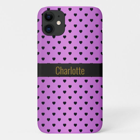 LILA BLACK HEART PATTERN IPHONE anpassbar Case-Mate iPhone Hülle (Rückseite)