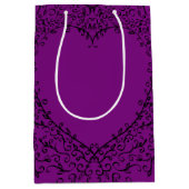 Lila Black Heart Wirbel Gothic Wedding Mittlere Geschenktüte (Vorderseite)