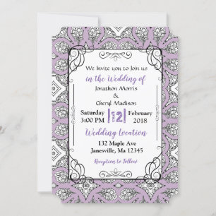 Lila Black Mandala Wedding Einladungen