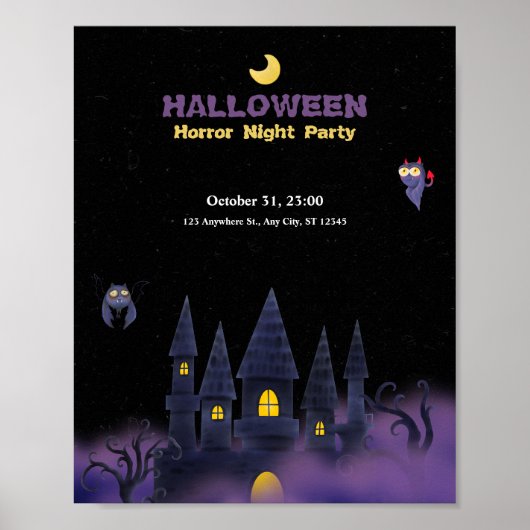 Lila Black Playful Fun Halloween Begrüßungspposter Poster (Vorne)