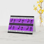 Lila- & Black Polka Dot Diamonds & Musical Notes Karte (Gelbe Blume)