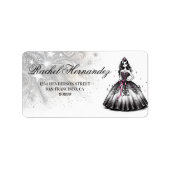 Lila & Black Quinceañera Girl Adressaufkleber (Vorne)