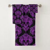 Lila & Black Royal Glam Damask Badhandtuch Set (Insitu)