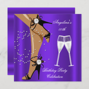Lila Black Shoes Champagne Glass Geburtstagsparty Einladung