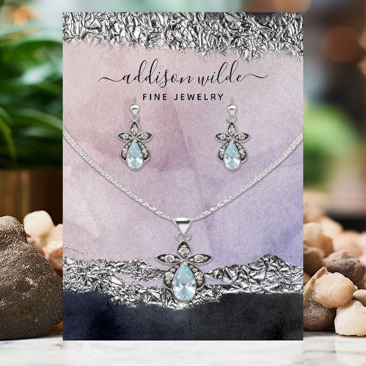 Lila Black Silver Modern Juwelier Display Card Visitenkarte