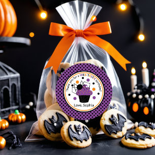 Lila Black Spider Polka Dot Halloween Geburtstag Runder Aufkleber