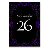 Lila Black Swirl Gothic Wedding Tischnummer (Vorderseite)