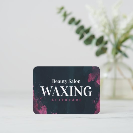 Lila Black Waxing Aftercare Card  Visitenkarte (Stehend Vorderseite)