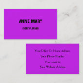 Lila Black Wedding Event-Planer in Hot Pink Visitenkarte (Vorne/Hinten)