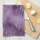 Lila Black Zebra Print Geschirrtuch (Viertel Falte)