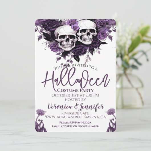 Lila Bläschen Erwachsenes Halloween-Party Einladung (Stehend Vorderseite)