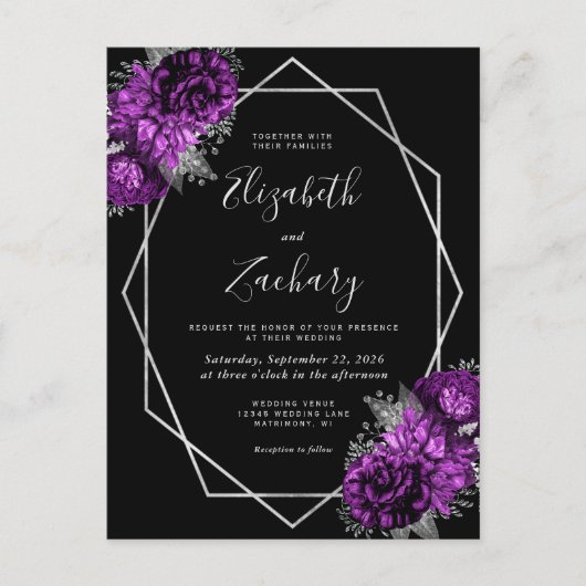 Lila Bläschen-Silber-Geometrie Postkarte (Vorderseite)