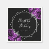 Lila Bläschen-Silber-Geometrie Serviette (Vorderseite)