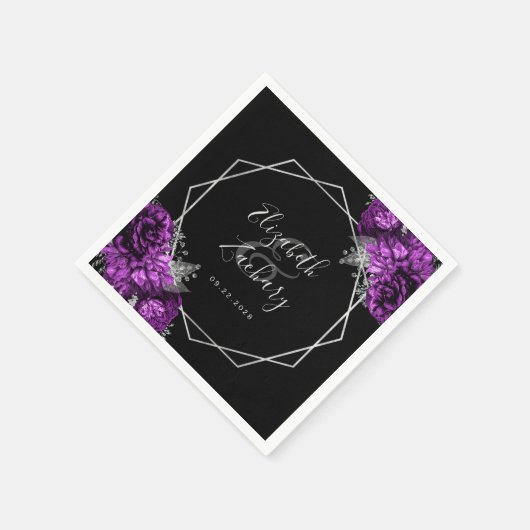 Lila Bläschen-Silber-Geometrie Serviette (Ecke)