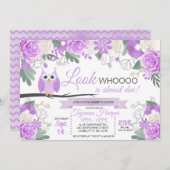 Lila Bläschendusche Einladung (Vorne/Hinten)