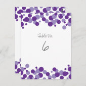 Lila Blasen Confetti Tischnummer Karten (Vorne/Hinten)