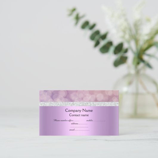 Lila Blasen in rosa elegantes Halbschwanzgeschäft Visitenkarte (Stehend Vorderseite)