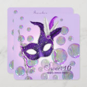 Lila Blasen Lila 16 . Geburtstag Masquerade Einladung (Vorne/Hinten)