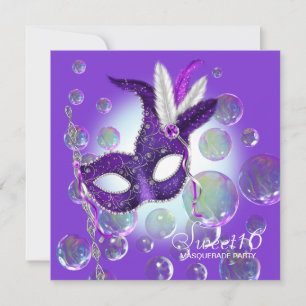 Lila Blasen Lila Sweet Sixteen Maskenball Einladung