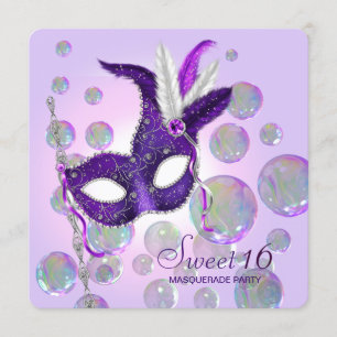 Lila Blasen Lila Sweet Sixteen Maskenball Einladung