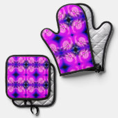Lila Blasen überall Ofenhandschuh & Topflappen-Set (Vorderseite/Rückseite)