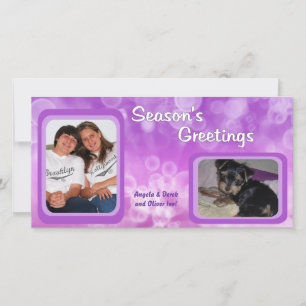 Lila Blasen Weihnachtsgrüße Foto-Karte Feiertagskarte