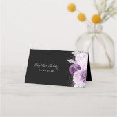 Lila Bläserei-Silber-Glitzer-Schwarze Hochzeit Platzkarte (Rückseite)