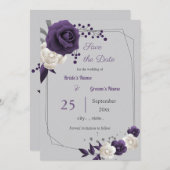 lila, bläserne geometrische, staubig Save the Date Einladung (Vorne/Hinten)