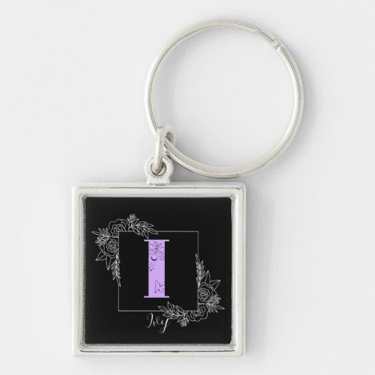 Lila Bläsernschmetterlingsmaske - Monogramm - Buch Schlüsselanhänger (Vorne)