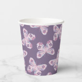 Lila Bläsernschmetterlingsmuster Kinderdusche Pappbecher (Rückseite)