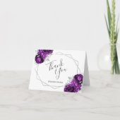 Lila Bläsersilber, weiß geometrische Hochzeit Dankeskarte (Vorderseite)
