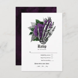 Lila Bläserskelettkundgebung Gothic Wedding RSVP Karte