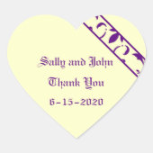 Lila, blassgelb, Stickerei Herz-Aufkleber (Vorderseite)