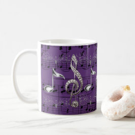 Lila Blatt-Musik-u. Silber-Musiknoten Kaffeetasse